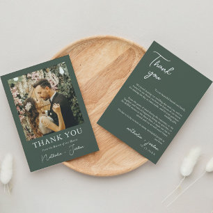 Boho Modern Mörk grönt Photo Bröllop Tack Ca