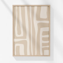 Boho Modern Muted Beige Neutralt Abstrakt Art