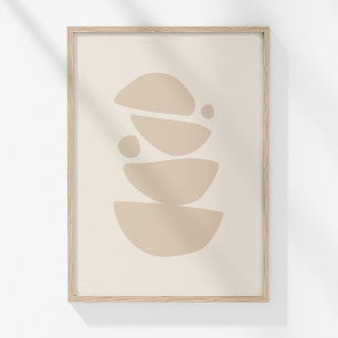 Boho Modern Muted Beige Neutralt Bowls Abstrakt Ar Poster
