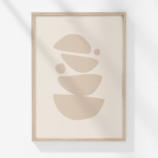 Boho Modern Muted Beige Neutralt Bowls Abstrakt Ar Poster