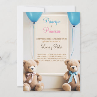 Boho Modern Nalle Spanska Genderna Reveal Inbjudningar