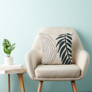 Boho, Modern och Trendig Black Löv och Circle Kudde