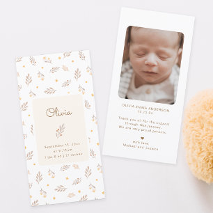 Boho Modern Photo Baby Birth Notice Meddelande