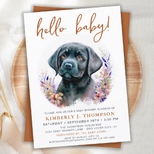 Boho Modern Puppy Hund Terracotta Baby Shower Inbjudningar