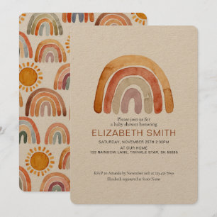 Boho Modern Rainbow Baby Shower Inbjudningar