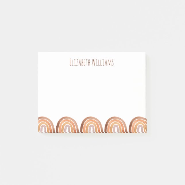Boho Modern Rainbow Namn School  Post-it Block (Framsida)