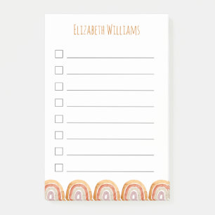Boho Modern Rainbow Personlig Girl School Post-it Block