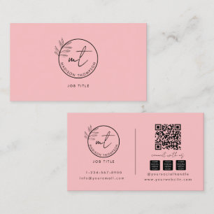 Boho Modern Rosa QR Code Social Media Logotyp Visitkort