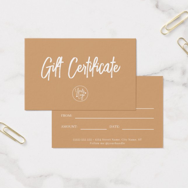 Boho Modern Small Business Gift Certificate Visitkort (Kontor)