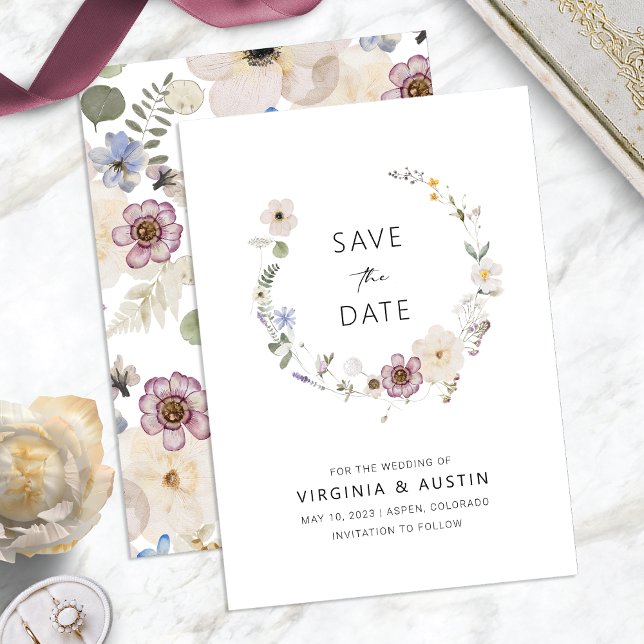 Boho Modern Spara datum Inbjudningar (Boho Modern Floral Save The Date Invitation by Painted Paperie)