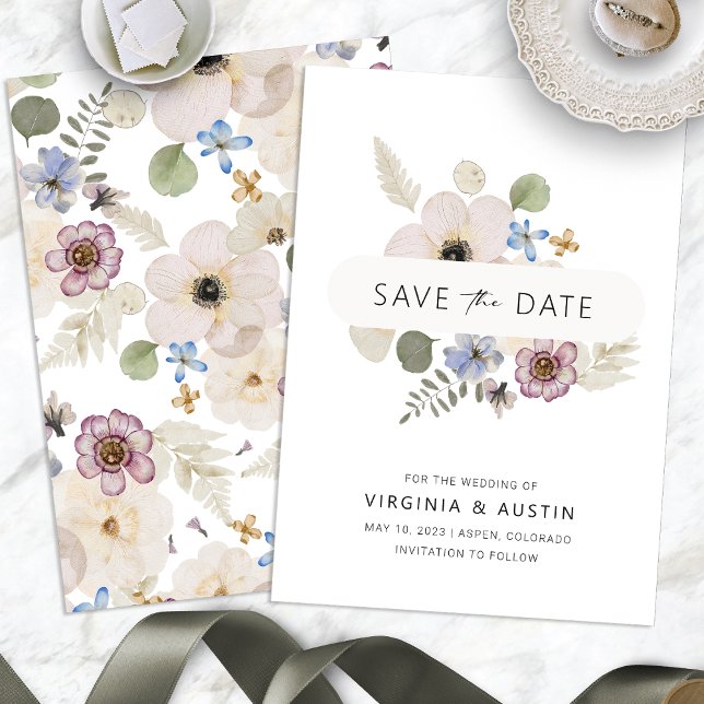 Boho Modern Spara datum Spara Datumet (Boho Modern Watercolor Floral Save The Date by Painted Paperie
)
