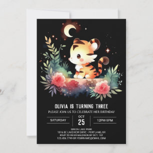 Boho Modern Tiger Birthday Inbjudningar