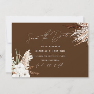 Boho Modern White Blommigt Bröllop Spara Datumet