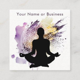 Boho Modern Yoga Flower of Life Helig Geometry Fyrkantigt Visitkort