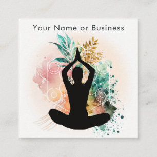 Boho Modern Yoga Fruit of Life Helig Geometry Fyrkantigt Visitkort
