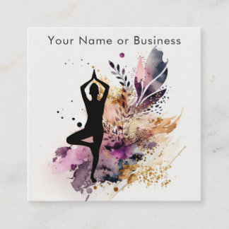 Boho Modern Yoga Meditation Lila, Orange, Cream Fyrkantigt Visitkort