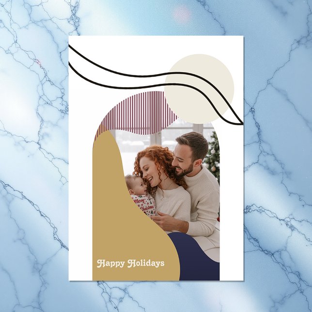 Boho Moderna Valv Geometrisk Högtid Foto Julkort (Boho Modern Arches Geometric Holiday Photo)