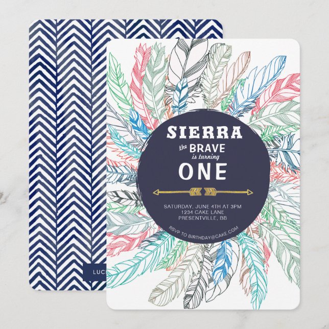 Boho Modigare födelsedagsinbjudan Inbjudningar (Fram/baksida)