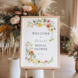 Boho Möhippa Blommigt Välkomsttecken Poster