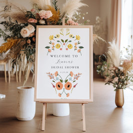 Boho Möhippa Blommigt Välkomsttecken Poster
