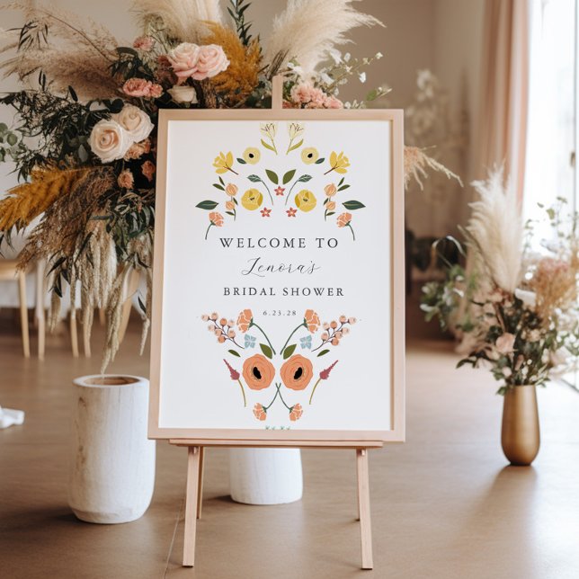 Boho Möhippa Blommigt Välkomsttecken Poster (Skapare uppladdad)