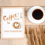 Boho Möhippa Brunch - Coffee Pub-skylt Poster<br><div class="desc">Elegant och minimalistisk boho-möhippa med kaffe färg-toner. Enkelt Anpassade.</div>