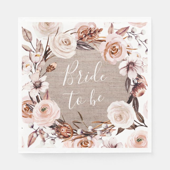 Boho Möhippa Napkins Burlap Bride to be Pappersservett (Framsidan)