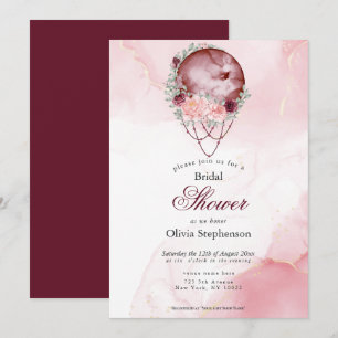 Boho Möhippa Rosa Maroon Full Moon Inbjudningar