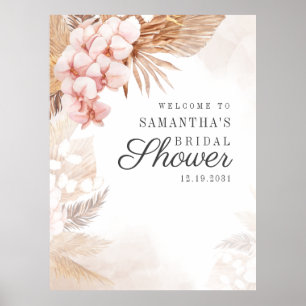 Boho Möhippa Terracotta Pampas Grass Välkommen Poster