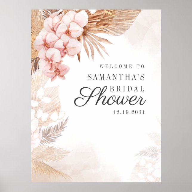 Boho Möhippa Terracotta Pampas Grass Välkommen Poster (Framsidan)