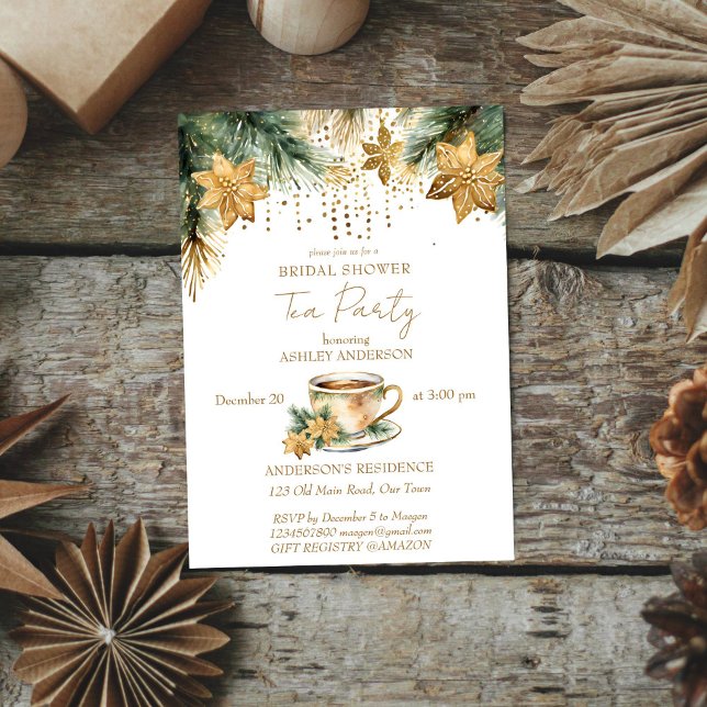 Boho-möhippan på julvintern party inbjudningar (Boho Christmas winter bridal shower tea party editable template Invitation digital download )