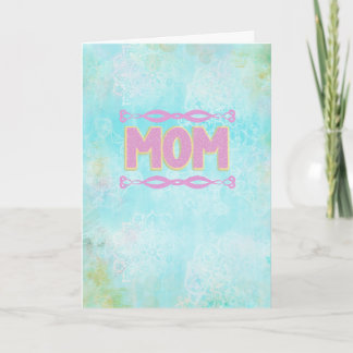 Boho Mom Birthday Card, Teal Pink Mandala Kort
