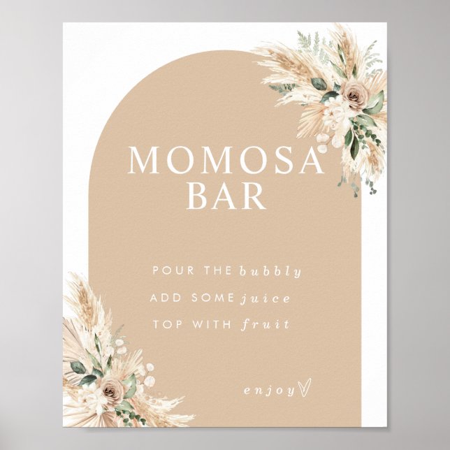 Boho Momosa Beige Pampas Grass Pub Poster (Framsidan)