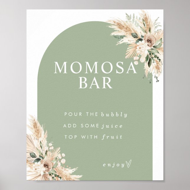 Boho Momosa Pampas Grass Pub Poster (Framsidan)
