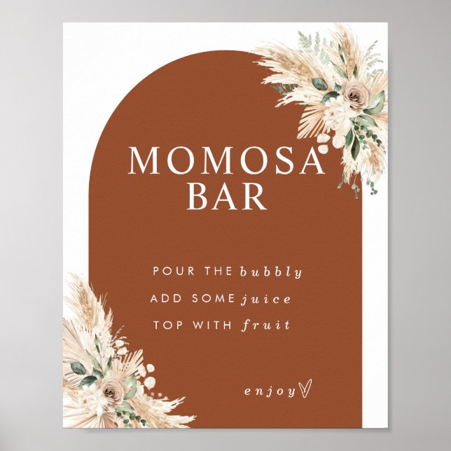 Boho Momosa Terracotta Pampas Grass Pub Poster (Framsidan)