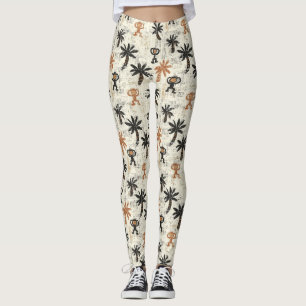 Boho Monkey Jungle Safari Mönster Leggings