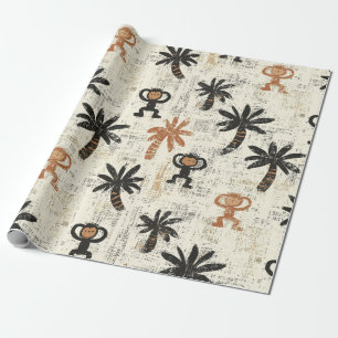 Boho Monkey Jungle Safari Mönster Presentpapper