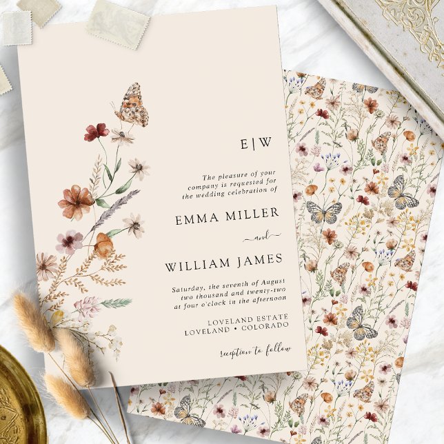 Boho Monogram bröllopsinbjudan Inbjudningar (Boho Monogram Wedding Invitation
)