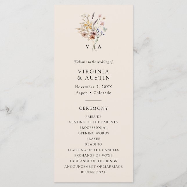 Boho Monogram-programmet Program (Framsida)