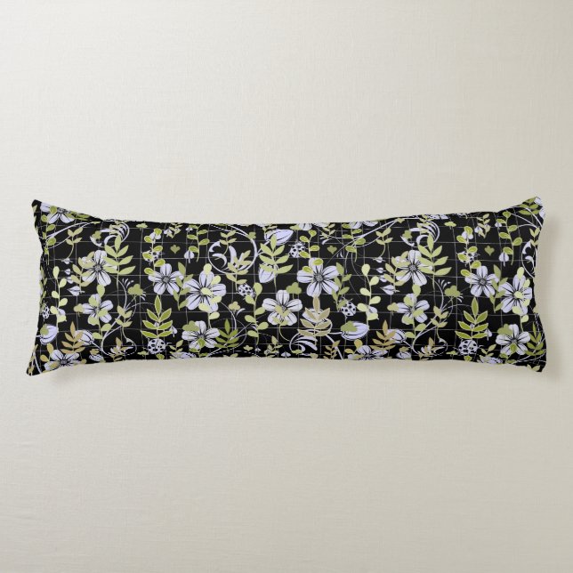 Boho mönster 2.w Blommigt på Black BG Kroppskudde (Framsidan)