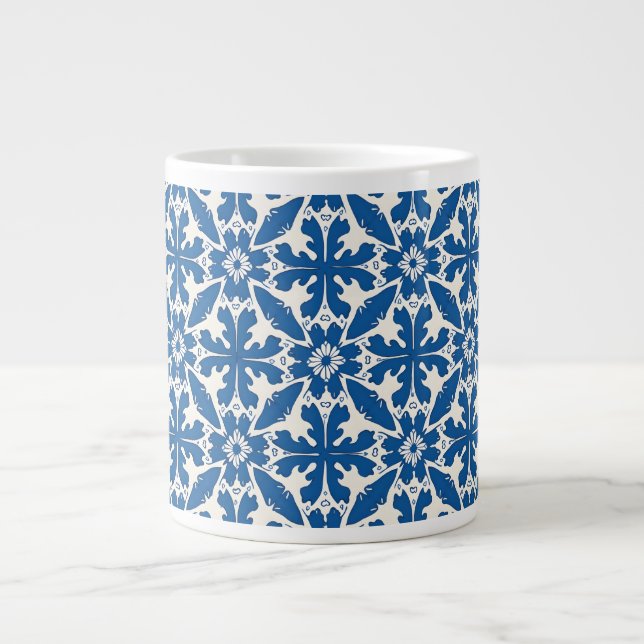 Boho-mönster i blått – Elegant & djärv Jumbo Mugg (Framsidan)