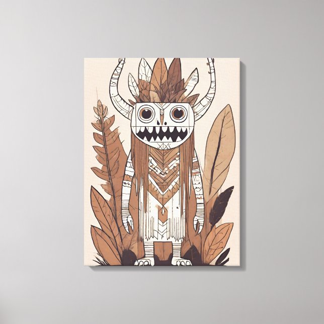 Boho Monster Löv botaniska konsten stil Modern Canvastryck (Framsida)