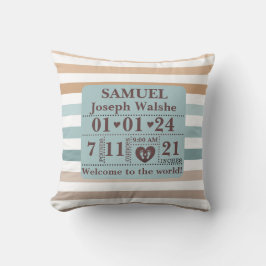 Boho Mönster Personlig Birth Stats Kudde