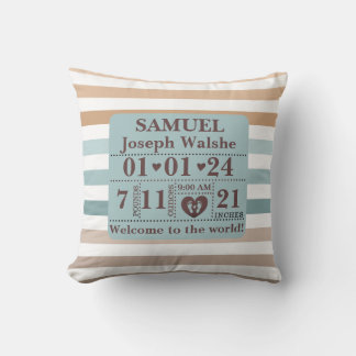 Boho Mönster Personlig Birth Stats Kudde