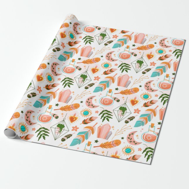 Boho Mönster Wrapping Papper Presentpapper (Utrullad)