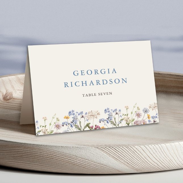 Boho-monteringskort för Wildblomsterträdgårdssbröl Bordsnummer (Colorful Spring Wildflower Meadow Garden Wedding guest name table number card)