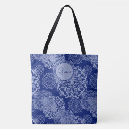 Boho Moody Blues Mandalas Tote Tygkasse