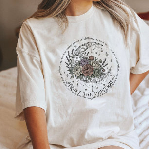 Boho Moon Blommig Celestial Tatuering Design T Shirt