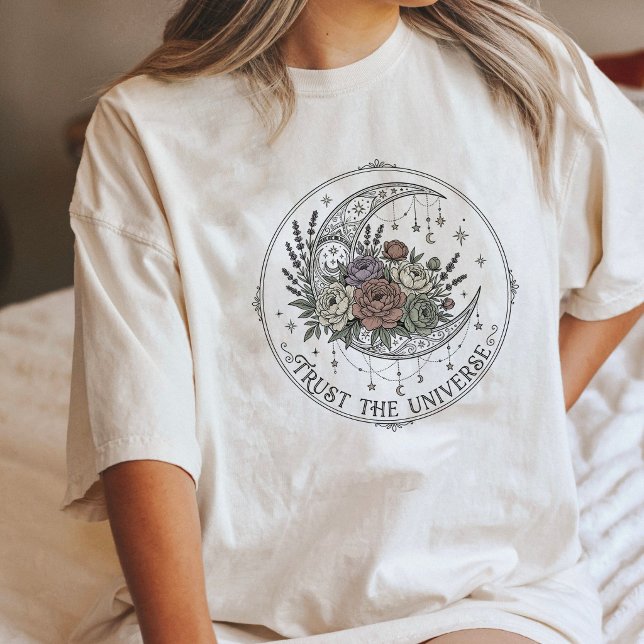 Boho Moon Blommig Celestial Tatuering Design T Shirt (Skapare uppladdad)