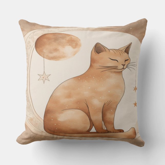 Boho Moon Cat Design Kudde (Framsida)